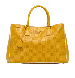 Perforated Tote, Leather, Yellow, 7, CL, 2*